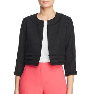 BMWOT Black Karl Lagerfeld Paris Tweed Open Front Jacket Size M